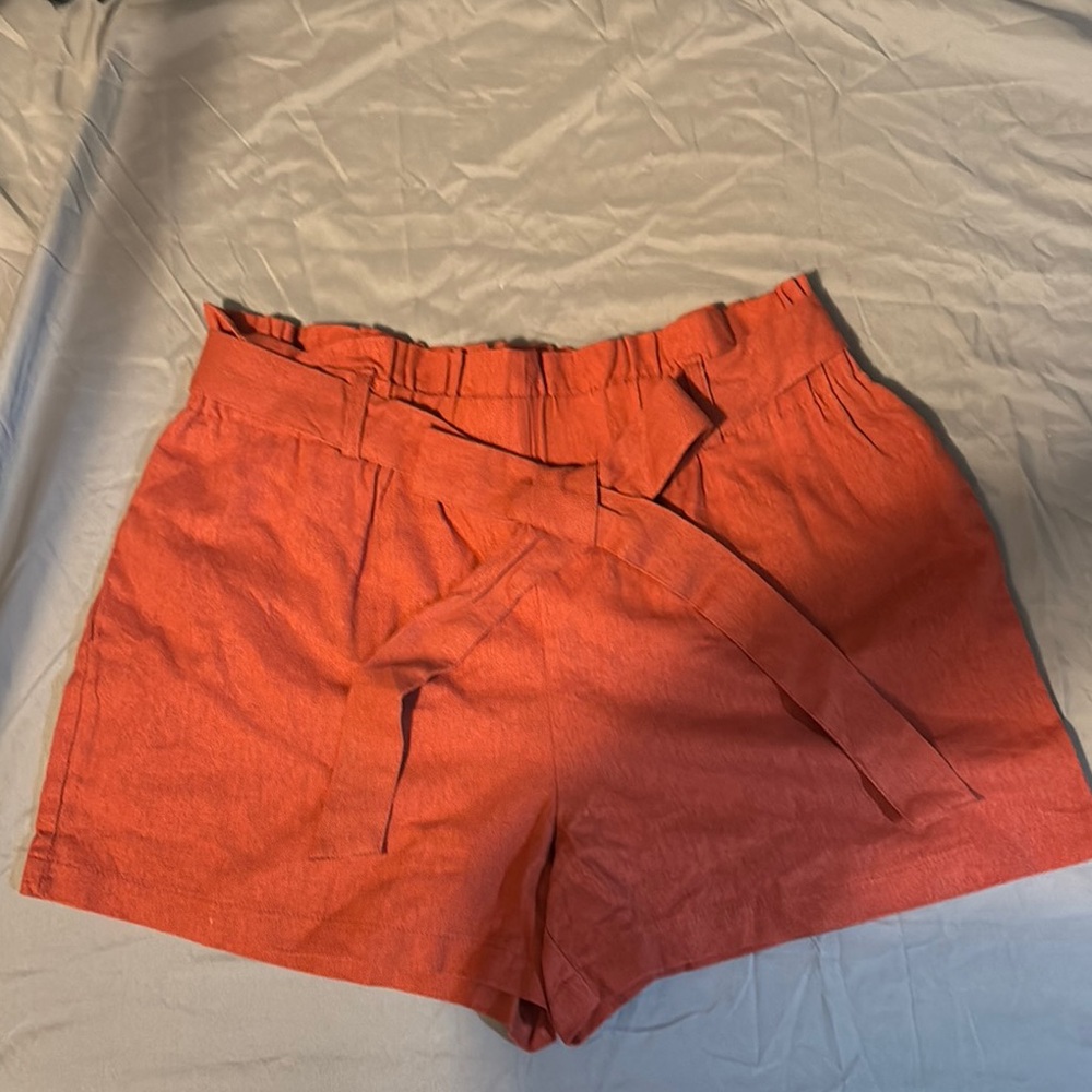 Double Zero High Waist Orange Shorts with Elastic Waistband
